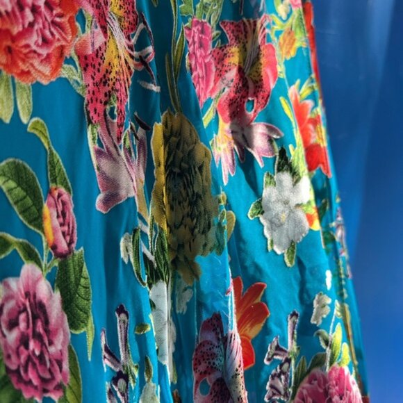 Alice + Olivia Dress Blue silk blend Floral High-low Cocktail velvet burnout 8 - Picture 14 of 16